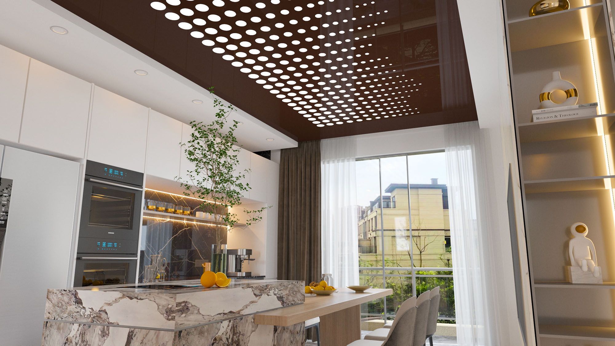 Галерея резных натяжных потолков 4